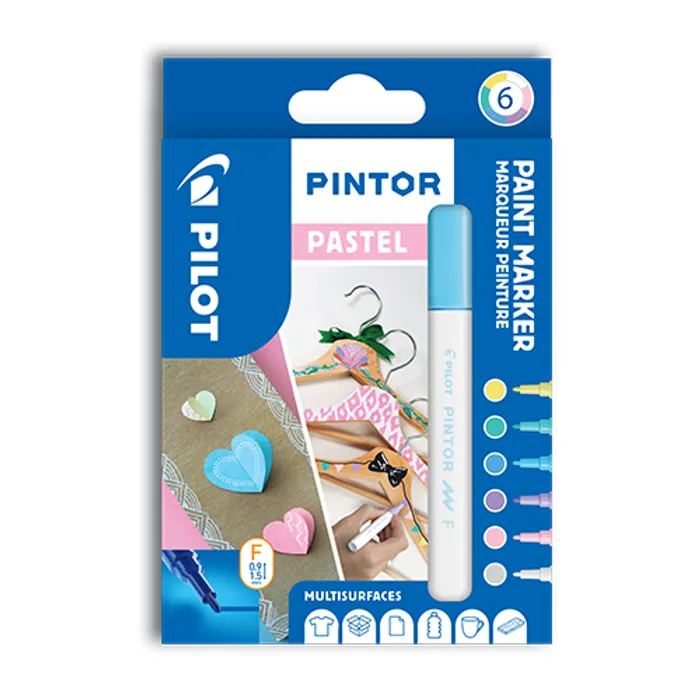 Główne zdjęcie produktu Set dekorativních popisovačů "Pintor F", pastelová, 6 barev, 1 mm, PILOT