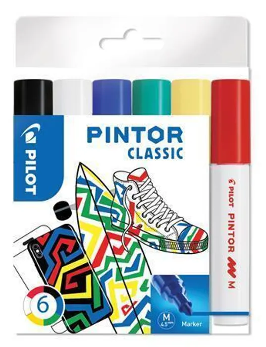 Główne zdjęcie produktu Set dekorativních popisovačů "Pintor M", 6 barev klasik, 1,4 mm, PILOT