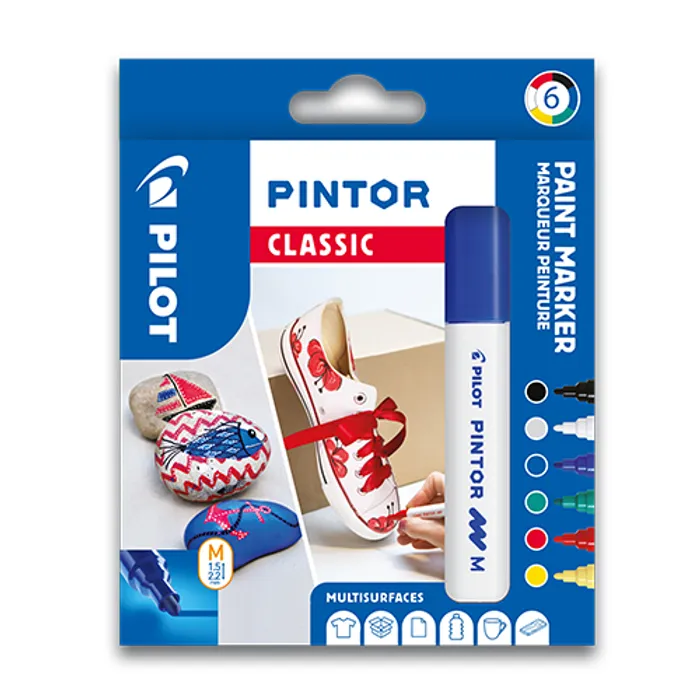 Główne zdjęcie produktu Set dekorativních popisovačů "Pintor M", 6 barev klasik, 1,4 mm, PILOT