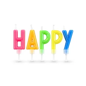Zestaw świeczek na patyczkach "HAPPY BIRTHDAY" 65 mm [1 zestaw]