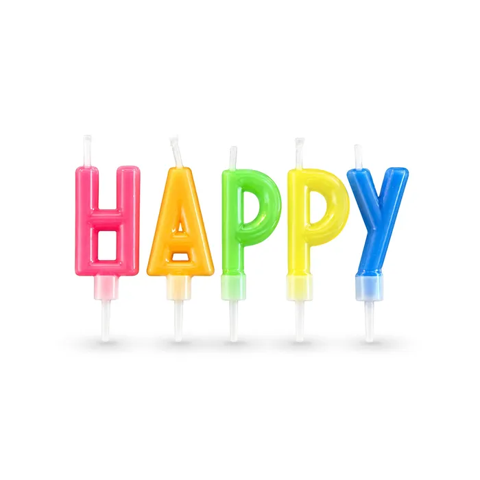 Główne zdjęcie produktu Set svíček na špejli "HAPPY BIRTHDAY" 65mm [1 sada]