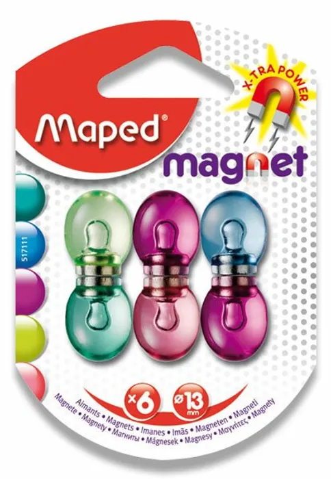 Główne zdjęcie produktu Silné magnety Maped - průměr 13 mm - mix barev, 6 ks