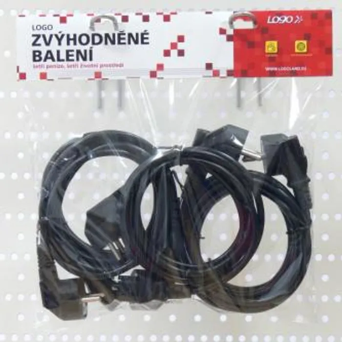 Główne zdjęcie produktu Síťový kabel 230V napájecí, CEE7 (vidlice)-C13, 2m, VDE approved, černý, Logo, 5 pack (ec