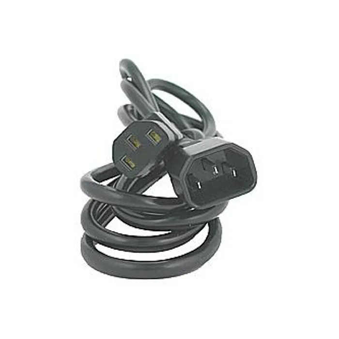 Główne zdjęcie produktu Síťový kabel 230V prodlužovací, C13-C14, 2m, VDE approved, černý