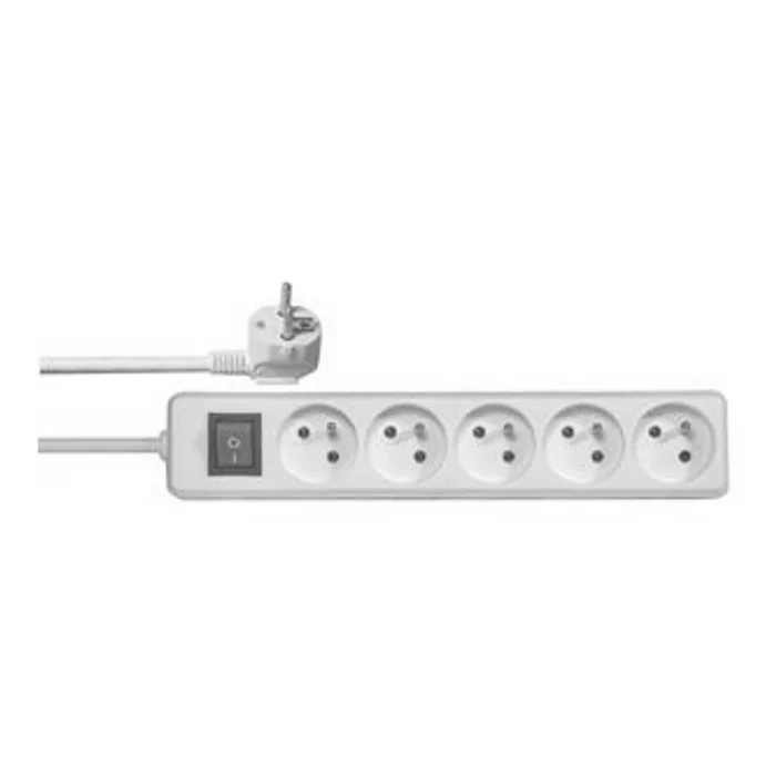 Główne zdjęcie produktu Síťový kabel 230V prodlužovací, CEE7 (vidlice)-zásuvka 5x, 5m, VDE approved, bílá, s vypí