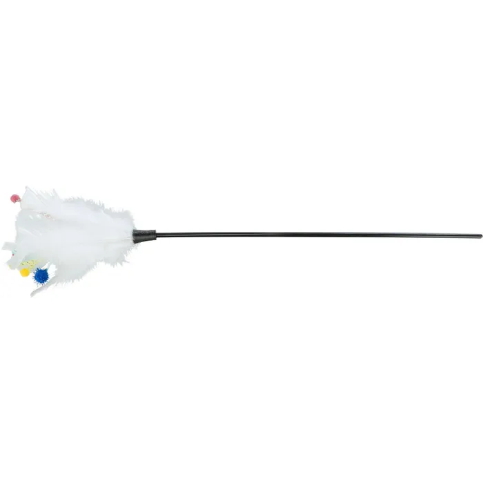 Główne zdjęcie produktu Škádlítko s peřím a provázky ukončené kuličkami, 41cm