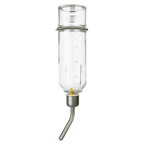 Poidło szklane z metalowym poidłem dla szynszyli i królików 500 ml