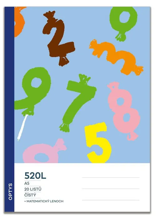 Główne zdjęcie produktu Školní sešit 520, čistý, s integrovaným matematickým lenochem, čísla