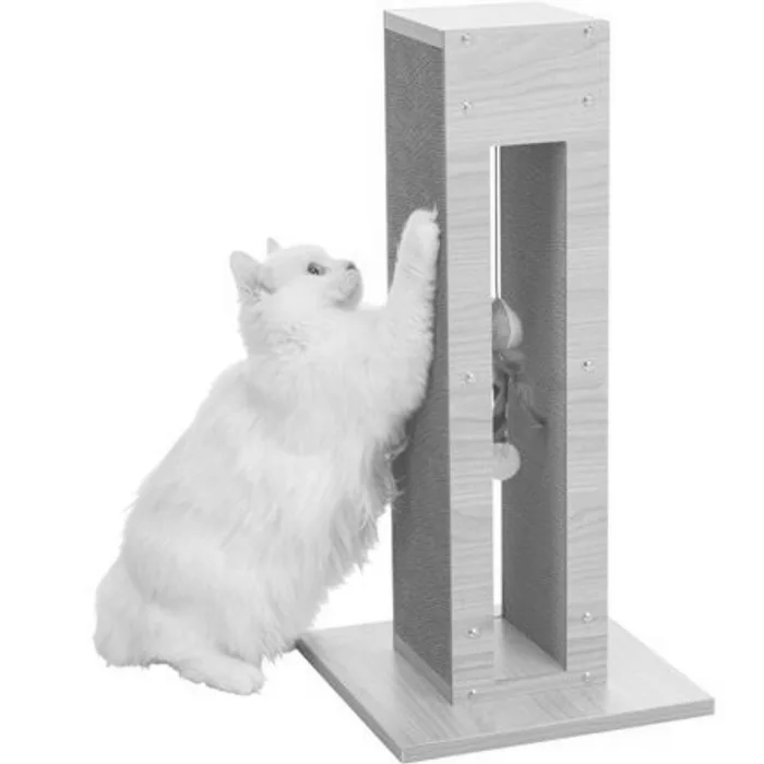 Główne zdjęcie produktu Škrábací sloupek vzhled dřeva, s hračkou, MDF/karton/juta, 62cm