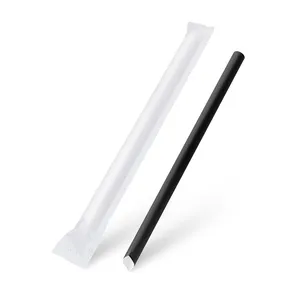 Słomka (PAP) Bubble Tea czarna średnica 12mm x 21cm pakowana pojedynczo [100 szt]
