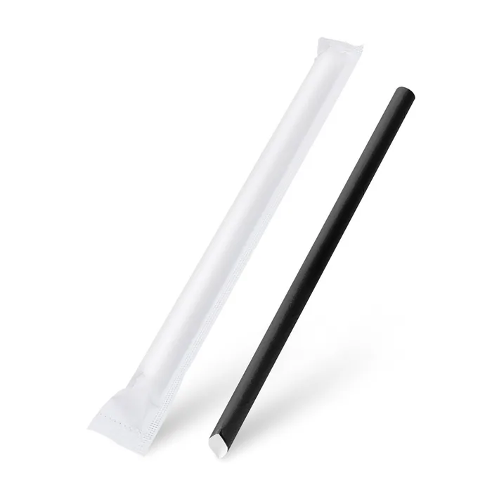 Główne zdjęcie produktu Slámka papírová Bubble Tea černá průměr 12mm x 21cm jednotlivě balená [100 ks]