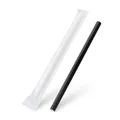 Słomka (PAP) czarna `JUMBO` średnica 12mm x 21cm pakowana pojedynczo [100 szt]
