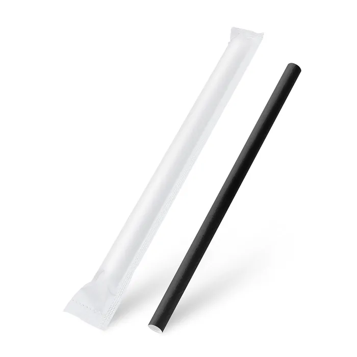 Główne zdjęcie produktu Slámka papírová černá `JUMBO` O12mm x 21cm jednotlivě balená [100 ks]