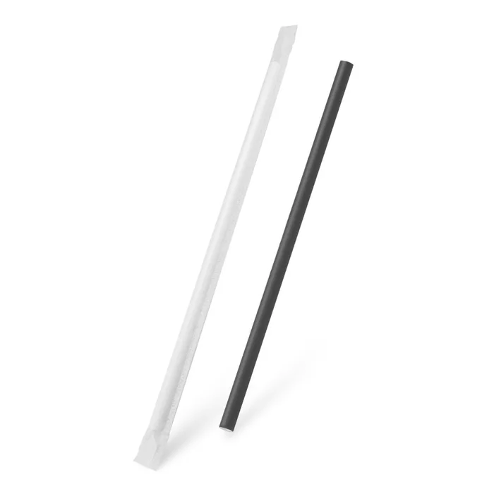 Główne zdjęcie produktu Slámka papírová černá `JUMBO` průměr 8mm x 25cm jednotlivě balená [100 ks]