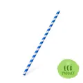 Słomka papierowa JUMBO niebieska spirala 25 cm, średnica 8 mm [100 szt.]
