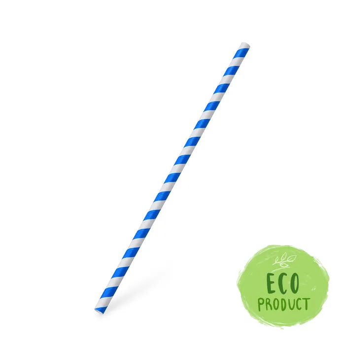 Główne zdjęcie produktu Slámka papírová JUMBO modrá spirála 25 cm, průměr 8 mm [100 ks]