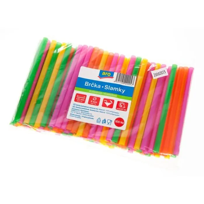 Główne zdjęcie produktu Slámky koktejlové JUMBO plastové mix barev 15 cm, průměr 8 mm [250 ks] (znovu použitelná)