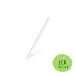 Słomka (PAP) biała `JUMBO` średnica 8mm x 15cm [100 szt]
