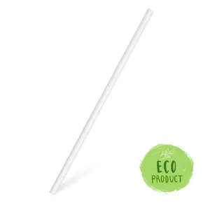 Słomka (PAP) biała `JUMBO` średnica 8mm x 25cm [100 szt]