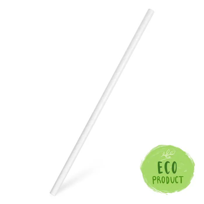 Główne zdjęcie produktu Slámky papírové JUMBO bílé 25 cm, průměr 8 mm BIO [100 ks]