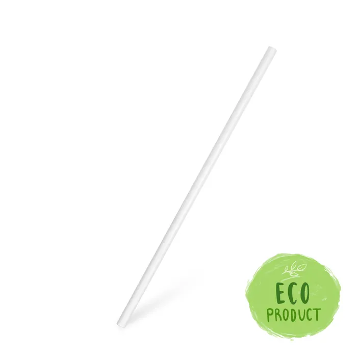 Główne zdjęcie produktu Slámky papírové rovné, bílé 20 cm, průměr 6 mm BIO [100 ks]