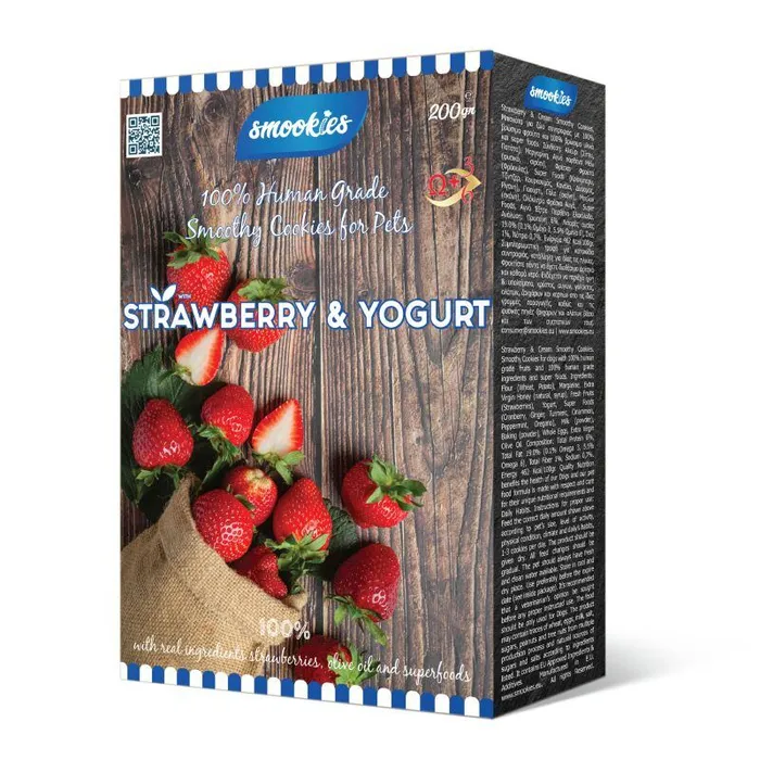 Główne zdjęcie produktu SMOOKIES Premium STRAWBERRY - jahodové sušenky 100% human grade, 200g
