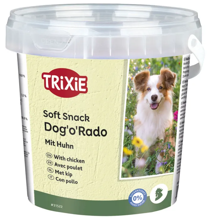 Główne zdjęcie produktu Soft Snack Dog´o´Rado - kuřecí kousky, kyblík 500 g