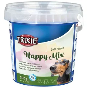 Soft Snack Happy MIX - kurczak, jagnięcina, łosoś, wiadro 500 g