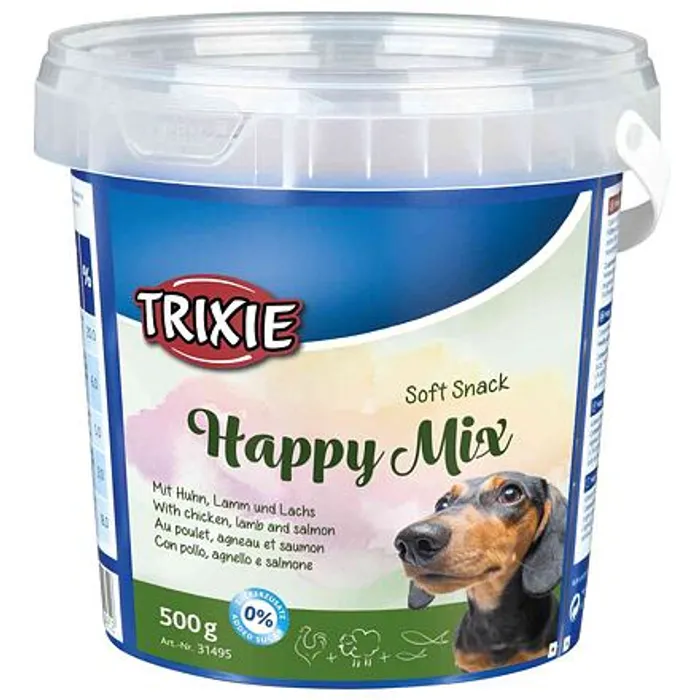 Główne zdjęcie produktu Soft Snack Happy MIX - kuře, jehněčí, losos, kyblík 500 g