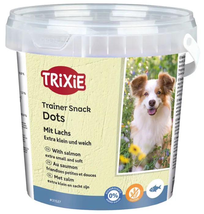 Główne zdjęcie produktu Soft Snack Mini Trainer Dots, miniválečky s lososem, 500g kyblík