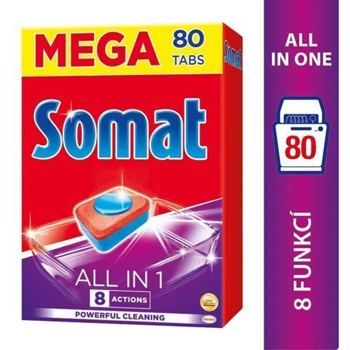 Główne zdjęcie produktu Somat All In 1 8 Actions tablety do myčky se silou kyseliny citrónové 80 ks