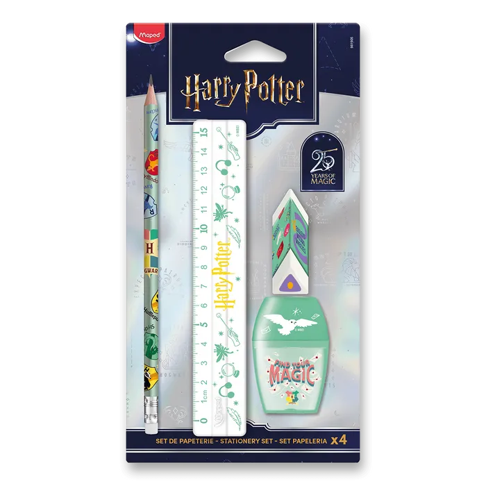 Główne zdjęcie produktu Souprava školních potřeb Maped Harry Potter 25 let, blistr [4 ks]