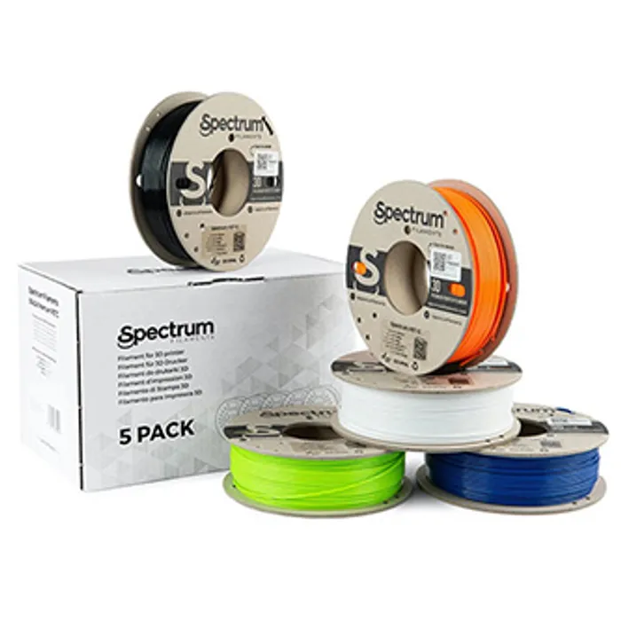 Główne zdjęcie produktu Spectrum 3D filament, Premium PET-G, 1,75mm, 5x250g, 80748, mix Artic White, Deep Black,