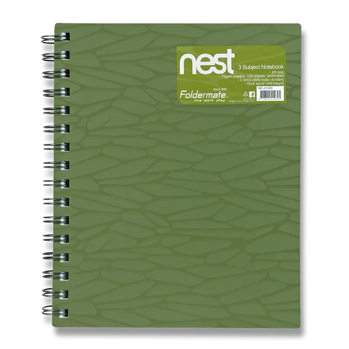 Główne zdjęcie produktu Spirálový blok FolderMate Nest olivově zelený