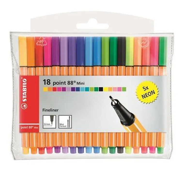 Główne zdjęcie produktu STABILO point 88 Mini 18 ks Sada včetně 5 neon Barev
