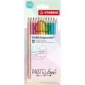 Kredki akwarelowe STABILOaquacolor Pastellove - zestaw 12 kolorów