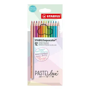 Kredki akwarelowe STABILOaquacolor Pastellove - zestaw 12 kolorów