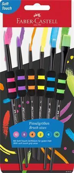Główne zdjęcie produktu Štětce Faber-Castell Soft Touch Black - 6 ks