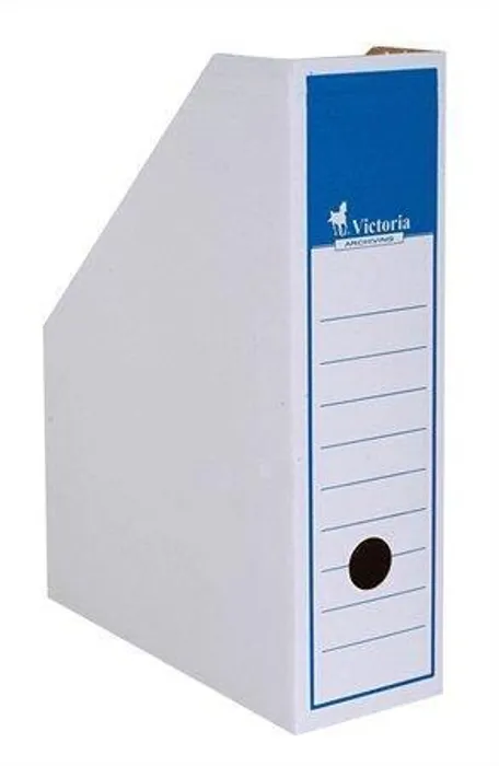 Główne zdjęcie produktu Stojan na časopisy, bílý, karton, 80 mm, VICTORIA