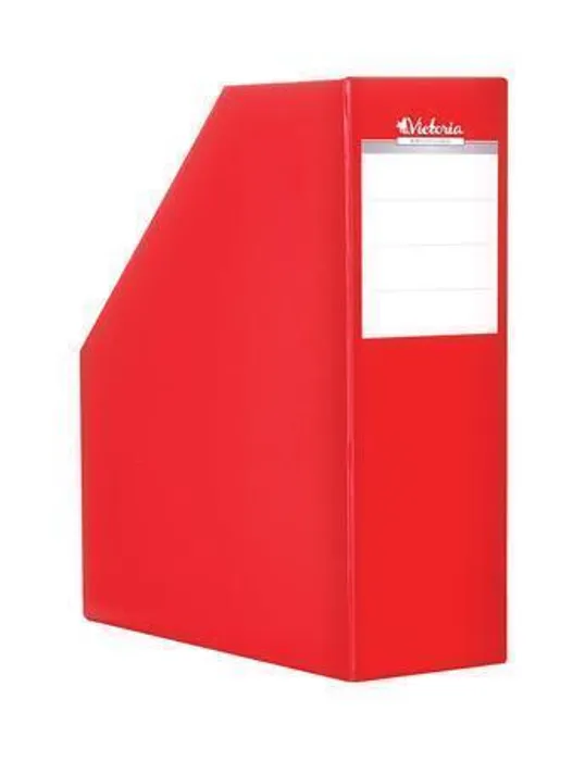 Główne zdjęcie produktu Stojan na časopisy, červený, karton, 90 mm, VICTORIA
