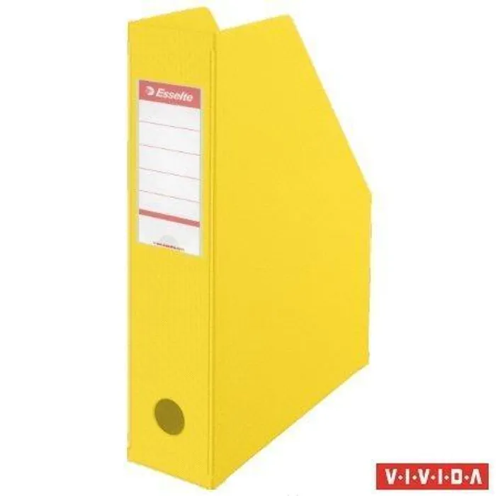 Główne zdjęcie produktu Stojan na časopisy, skládací, Vivida žlutá, 70 mm, PVC/ karton, ESSELTE
