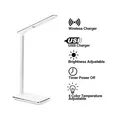 Lampa stołowa LED z ładowaniem bezprzewodowym, ściemniana, czarna, 5V/9V, micro USB, wyjście USB