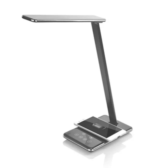 Główne zdjęcie produktu Stolní LED lampa s bezdrátovým nabíjením, stmívatelná, černá, 5V/9V, micro USB, QC adapté