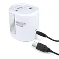 Następne zdjęcie produktu Temperówka biurkowa "PS12-USB", biała, 2 otwory, bateria/USB, RAPESCO