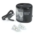 Następne zdjęcie produktu Temperówka stołowa "PS12-USB", czarna, 2 otwory, bateria/USB, RAPESCO