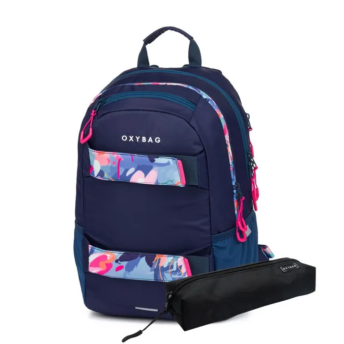 Główne zdjęcie produktu Studentský batoh + etue OXY Sport Flowers Blue