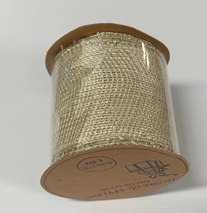 Główne zdjęcie produktu Stuha dekorační, šířka 63 mm - zlatá [1 ks]