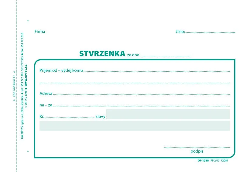 Główne zdjęcie produktu Stvrzenka, A6, 100 listů 1038