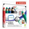 STABILO MARKsuchy marker na tablicę i flipchart - zestaw 4 szt. z temperówką i ściereczką