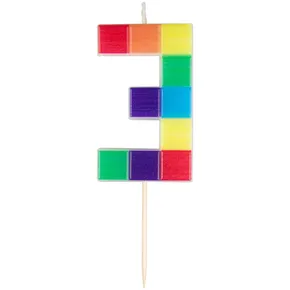 Świeczka cyfra 3 – klocki